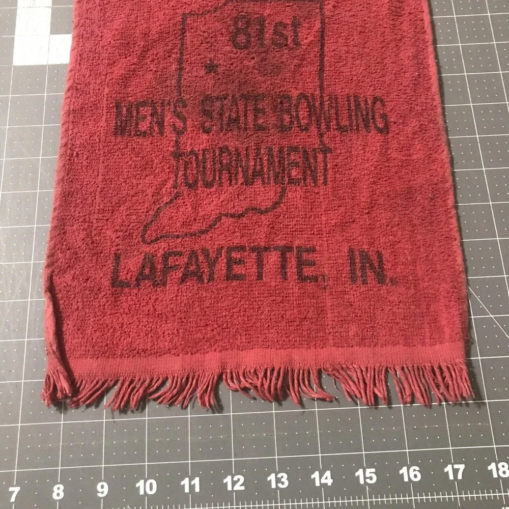 Mens State Bowling Tournament 1991 Lafayette Indiana 81st Towel Red‎ FLAW